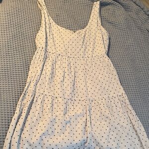 Women’s Mini Sundress in White with Navy Dot Print
